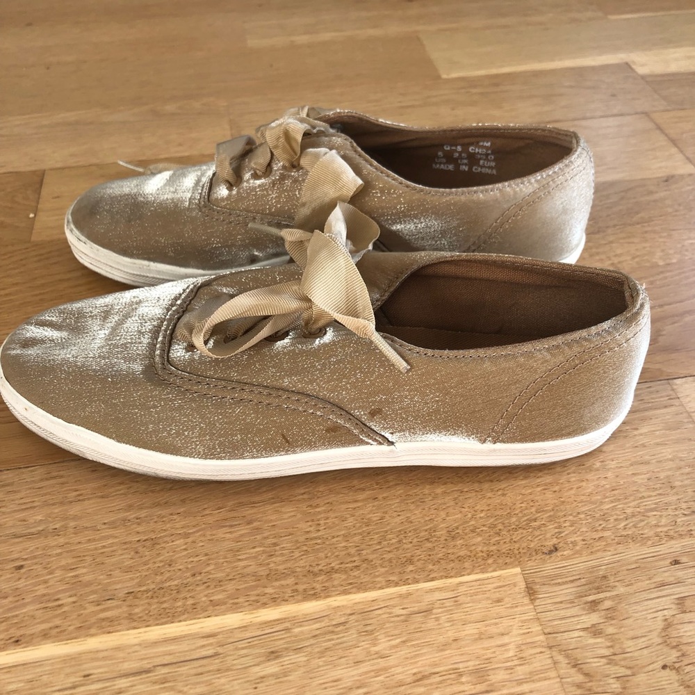 Keds Gold mesh ribbon laces